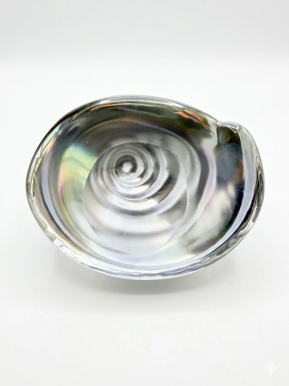 Iridescent Glass Shell Figurine | Rainbow Art Glass | Coastal Decor